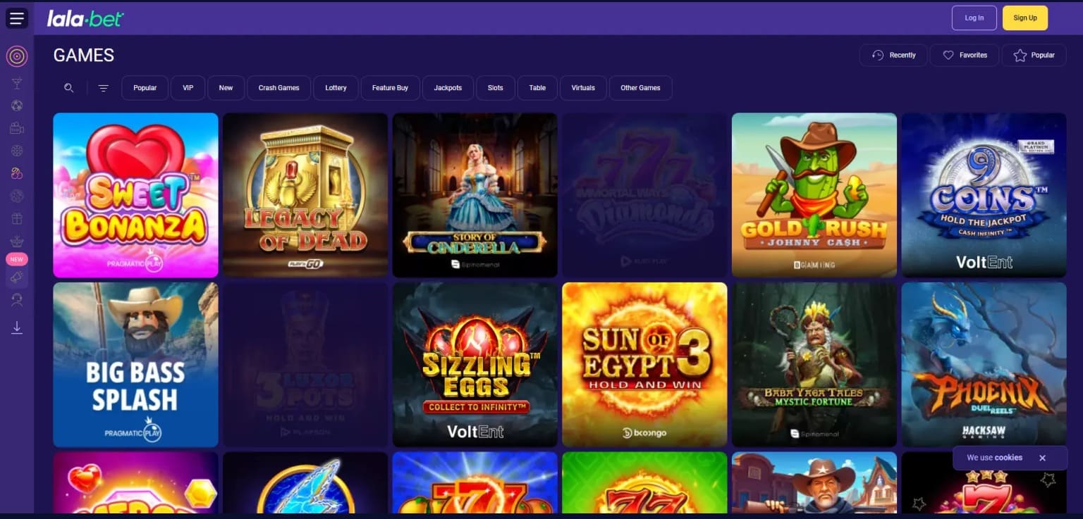 Lalabet casino spellen inclusief slots en live tafels